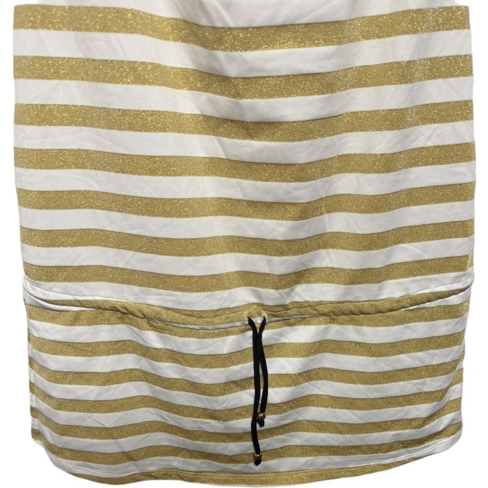 Tommy Hilfiger Gold Glitter Stripe Tank Mini Dress Size Small Summer Beach - Picture 3 of 8
